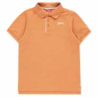 Slazenger Детска Блуза С Яка Plain Polo Shirt Junior Boys Orange Marl Детски тениски тип поло