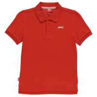 Slazenger Детска Блуза С Яка Plain Polo Shirt Junior Boys Червено Мъжки тениски с яка