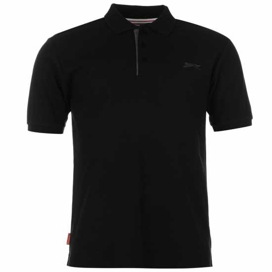 Slazenger Мъжка Блуза С Яка Plain Polo Shirt Mens Черно Мъжко облекло за едри хора