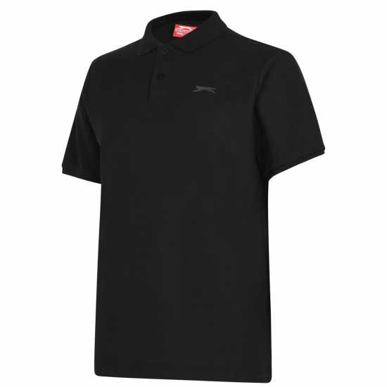Slazenger Мъжка Блуза С Яка Plain Polo Shirt Mens Черно Мъжко облекло за едри хора