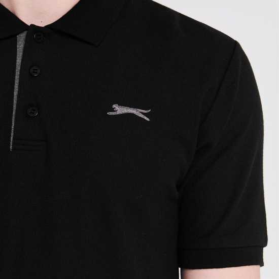 Slazenger Мъжка Блуза С Яка Plain Polo Shirt Mens Черно Мъжко облекло за едри хора