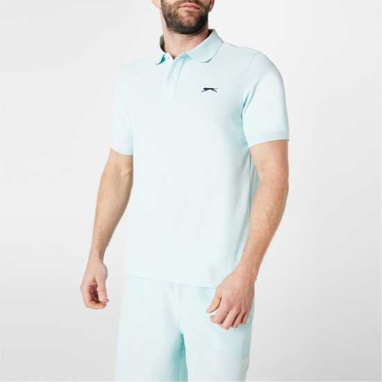 Slazenger Мъжка Блуза С Яка Plain Polo Shirt Mens Aqua Мъжко облекло за едри хора