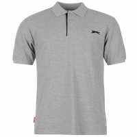 Slazenger Мъжка Блуза С Яка Plain Polo Shirt Mens Сив марл Мъжко облекло за едри хора
