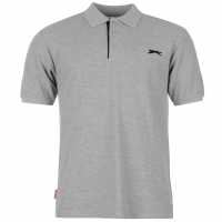 Slazenger Мъжка Блуза С Яка Plain Polo Shirt Mens Grey Marl Мъжко облекло за едри хора