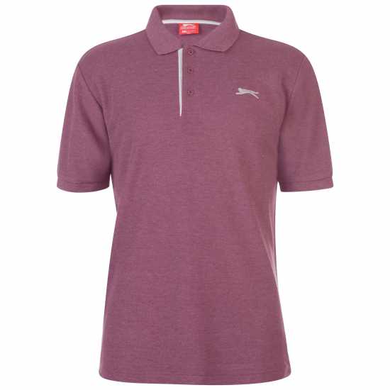 Slazenger Мъжка Блуза С Яка Plain Polo Shirt Mens Бордово Марл Мъжко облекло за едри хора