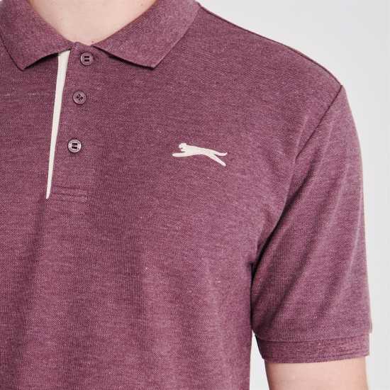 Slazenger Мъжка Блуза С Яка Plain Polo Shirt Mens Бордово Марл Мъжко облекло за едри хора