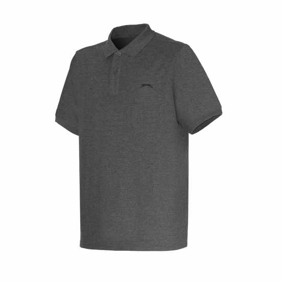 Slazenger Мъжка Блуза С Яка Plain Polo Shirt Mens Charcoal M Мъжко облекло за едри хора