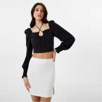 Jack Wills Balloon Sleeve Blouse Black Дамски ризи и тениски