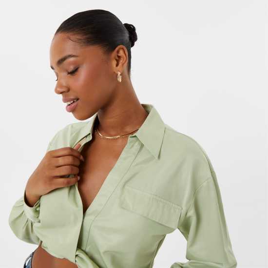 Jack Wills Draped Cropped Blouse Весело зелено Дамски ризи и тениски
