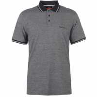 Pierre Cardin Мъжко Поло Райе Pin Stripe Polo Shirt Mens Black/Silver Мъжки тениски с яка