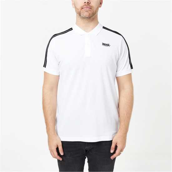 Lonsdale Блуза С Яка 2 Stripe Short Sleeve Polo Shirt White Мъжки тениски с яка