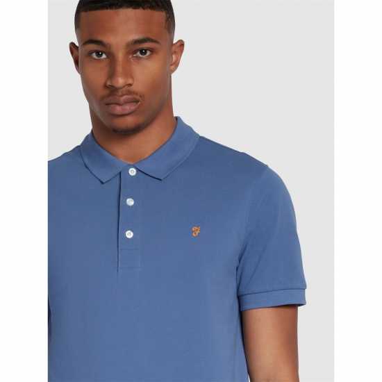 Блуза С Яка Farah Blanes Short Sleeve Polo Shirt Caribbean Blue Мъжки тениски с яка