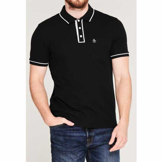 Original Penguin Блуза С Яка Short Sleeve Tipped Polo Shirt Black 010 Мъжки тениски с яка