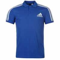 Adidas Мъжка Блуза С Яка 3 Stripes Logo Polo Shirt Mens Blue/White Мъжко облекло за едри хора