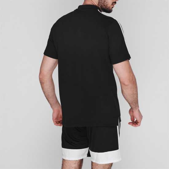 Adidas Блуза С Яка Mens Cotton 3-Stripes Polo Shirt Black/White Мъжко облекло за едри хора