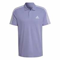 Adidas Блуза С Яка Mens Cotton 3-Stripes Polo Shirt Purple/White Мъжко облекло за едри хора