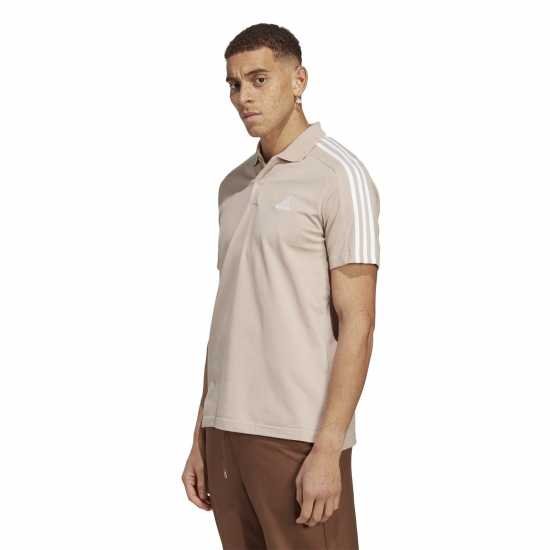 Adidas Блуза С Яка Mens Cotton 3-Stripes Polo Shirt Wonder Taupe Мъжко облекло за едри хора