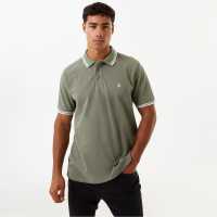 Jack Wills Edgeware Tipped Polo Mid Green Мъжки тениски с яка