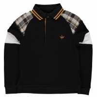 Firetrap Мъжко Поло Дълъг Ръкав Long Sleeve Polo Shirt Mens Black/Check Детски тениски тип поло