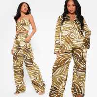 I Saw It First Printed Wide Leg Satin Trousers Co-Ord