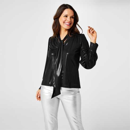 Biba X Tess Daly Shimmer Blouse Черно Biba X Tess Daly Shimmer Blouse Черно