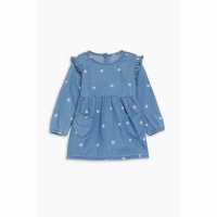 Hello World Baby Girl Daisy Blue Denim Dress