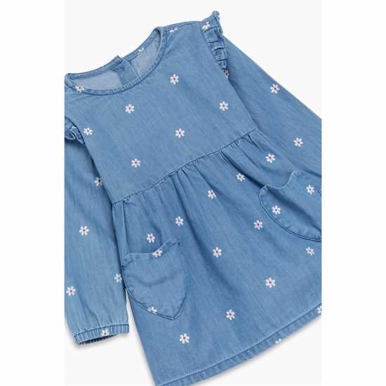 Hello World Baby Girl Daisy Blue Denim Dress  Детски поли и рокли