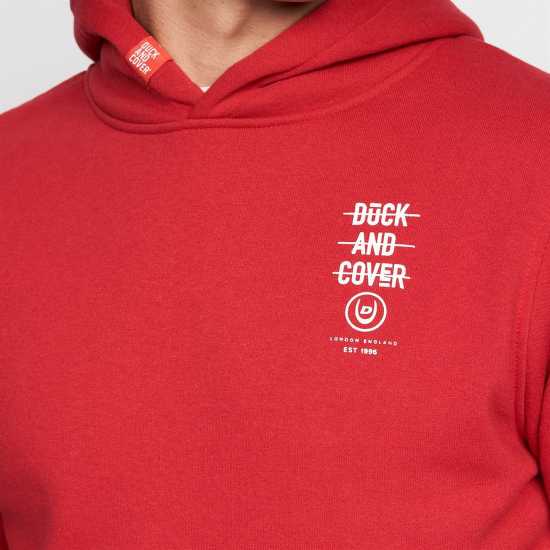 Мъжки суитчъри и блузи с качулки Duck And Cover Graphic Hoodie Mens Червено Duck And Cover Graphic Hoodie Mens Червено Мъжки суитчъри и блузи с качулки