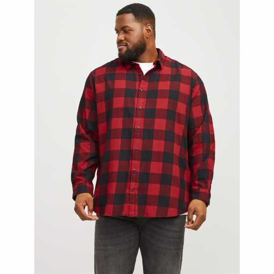 Мъжка Риза Jack And Jones Twill Shirt Mens Plus Size Кирпичен червен Мъжки ризи