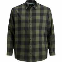 Мъжка Риза Jack And Jones Twill Shirt Mens Plus Size Прахнато маслина Мъжки ризи