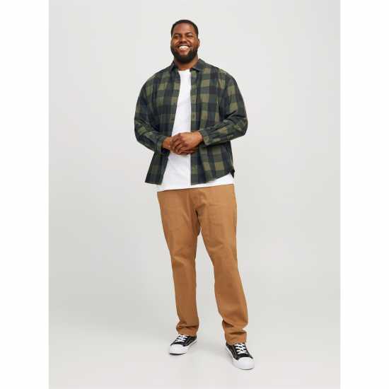 Мъжка Риза Jack And Jones Twill Shirt Mens Plus Size Прахнато маслина Мъжки ризи