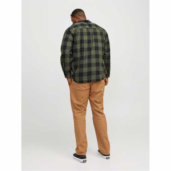 Мъжка Риза Jack And Jones Twill Shirt Mens Plus Size Прахнато маслина Мъжки ризи