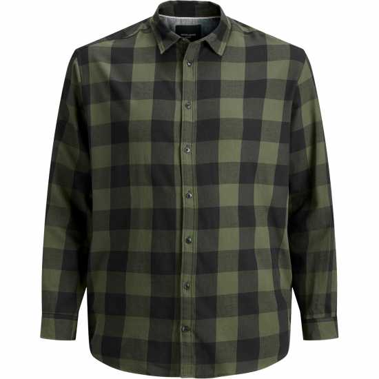 Мъжка Риза Jack And Jones Twill Shirt Mens Plus Size Прахнато маслина Мъжки ризи