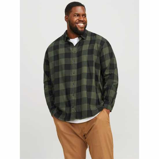 Мъжка Риза Jack And Jones Twill Shirt Mens Plus Size Прахнато маслина Мъжки ризи