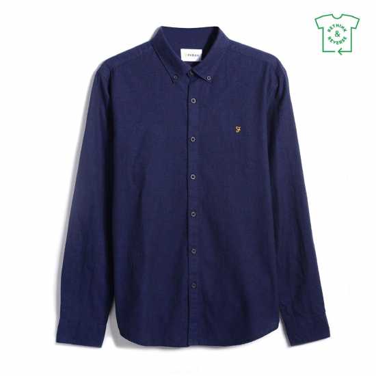 Мъжки ризи Риза С Дълъг Ръкав Farah Farah Steen Brushed Cotton Long Sleeve Shirt Adults Истинско синьо Риза С Дълъг Ръкав Farah Farah Steen Brushed Cotton Long Sleeve Shirt Adults Истинско синьо Мъжки ризи