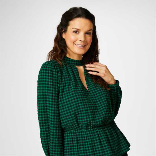 Biba Textured Blouse Провери Дамски ризи и тениски