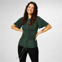 Biba Keyhole Jersey Top Тъмно зелено Дамски ризи и тениски