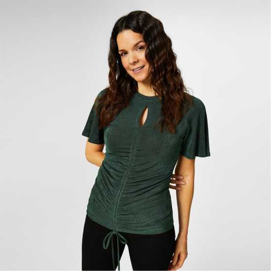 Biba Keyhole Jersey Top Тъмно зелено Дамски ризи и тениски
