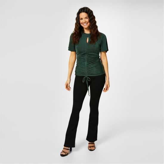 Biba Keyhole Jersey Top Тъмно зелено Дамски ризи и тениски