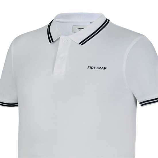Firetrap Мъжка Блуза С Яка Lazer Polo Shirt Mens White Мъжко облекло за едри хора