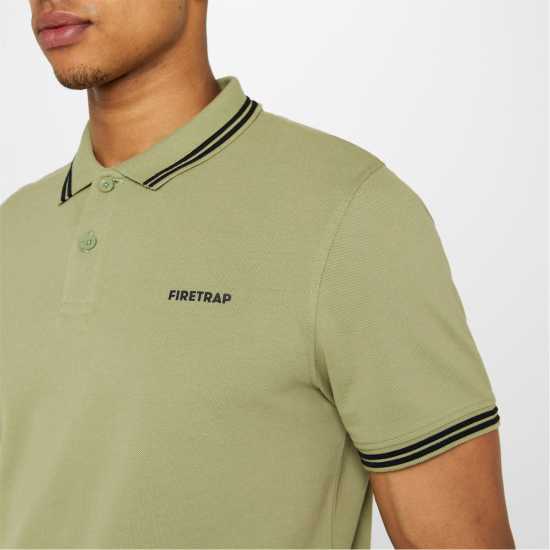 Firetrap Мъжка Блуза С Яка Lazer Polo Shirt Mens Khaki Мъжко облекло за едри хора
