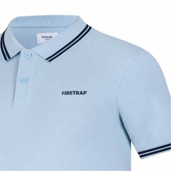 Firetrap Мъжка Блуза С Яка Lazer Polo Shirt Mens Chalky Blue Мъжко облекло за едри хора