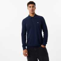 Jack Wills Long Sleeve Knitted Polo Navy Мъжки тениски с яка