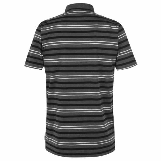 Lee Cooper Мъжко Поло Райе Double Stripe Polo Shirt Mens Blk/Char/White Мъжки тениски с яка