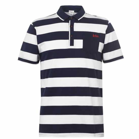 Lee Cooper Мъжко Поло Райе Double Stripe Polo Shirt Mens Navy/White Мъжки тениски с яка