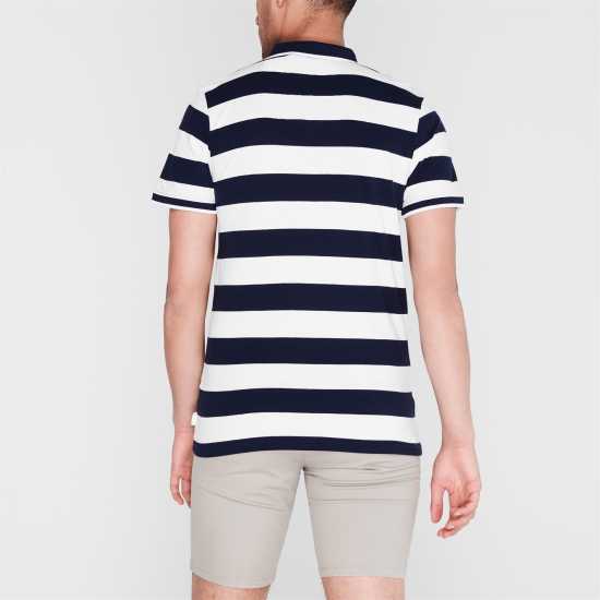Lee Cooper Мъжко Поло Райе Double Stripe Polo Shirt Mens Navy/White Мъжки тениски с яка