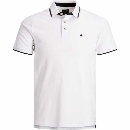 Jack And Jones Блуза С Яка Paulos Tipped Pique Short Sleeve Polo Shirt Бяло Мъжко облекло за едри хора
