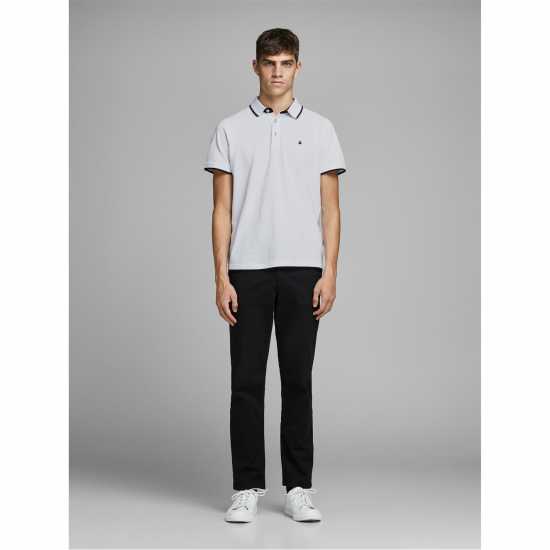 Jack And Jones Блуза С Яка Paulos Tipped Pique Short Sleeve Polo Shirt Бяло Мъжко облекло за едри хора