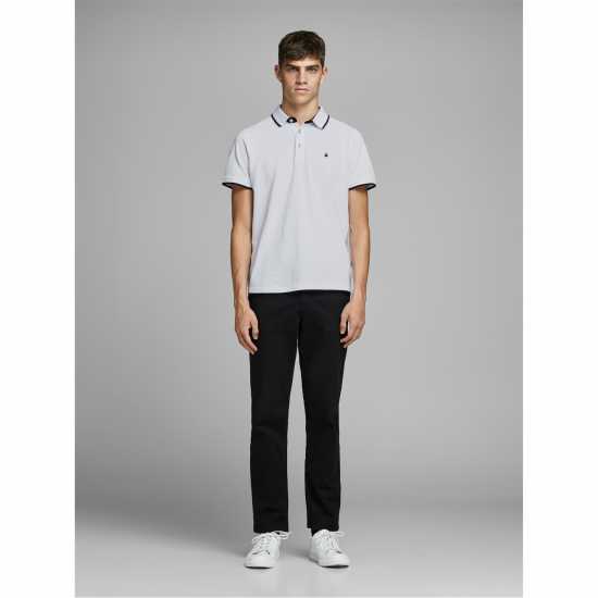 Jack And Jones Блуза С Яка Paulos Tipped Pique Short Sleeve Polo Shirt Бяло Мъжко облекло за едри хора