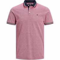 Jack And Jones Блуза С Яка Paulos Tipped Pique Short Sleeve Polo Shirt Рио Червено Мъжко облекло за едри хора